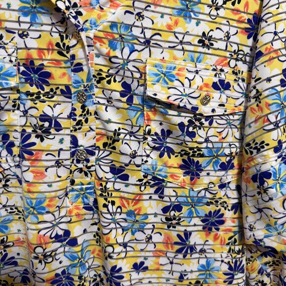 Coral Bay Womens Plus Size Floral Striped Button-Up Shirt 2X - Picture 5 of 8